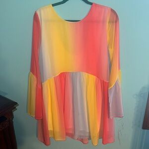 Size Large Mini Dress Rainbow